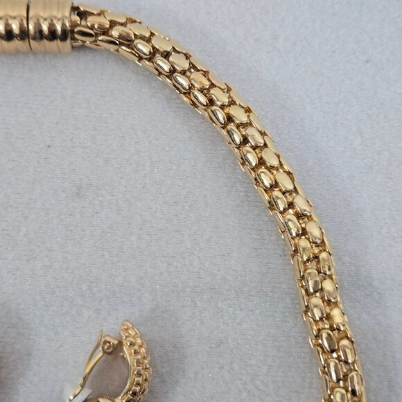 Rau Klikit Demi Pave Rhinestone 18" Snap Necklace w/Matching Earrings Signed LN - Picture 7 of 14